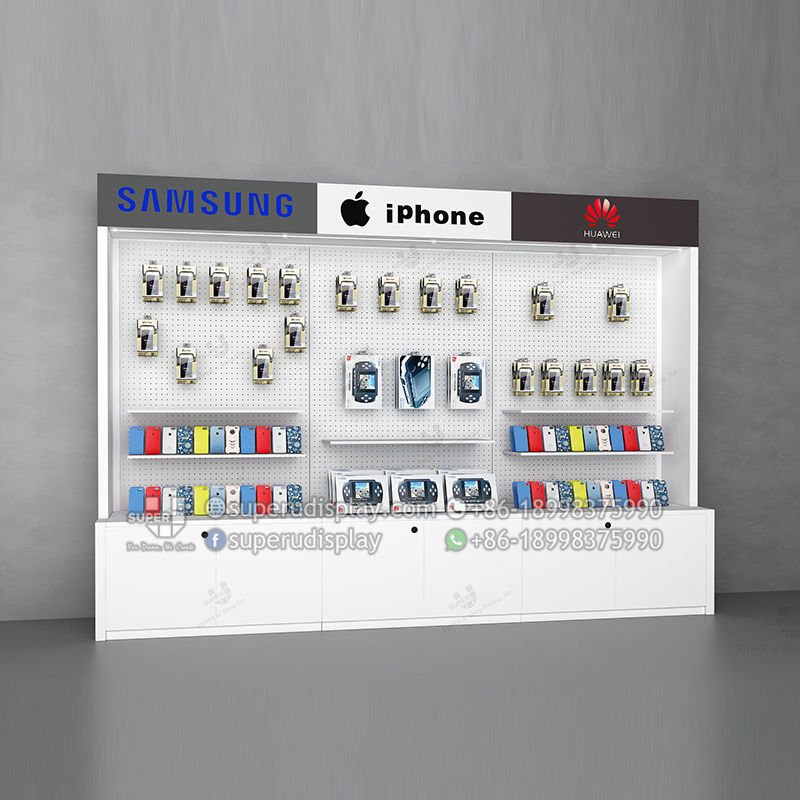 Custom Pegboard Display with Hooks Wall Phone Case Display Rack for Retail Shop, Store Display