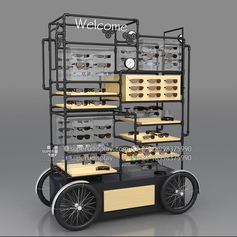 Custom Creative POS Merchandising Mobile Floor Sunglasses Display Stand