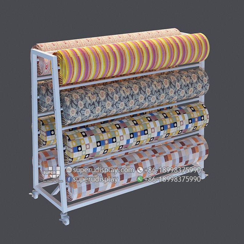 Custom Retail Rug Carpet Roll Display Rack Stand for Retail Shop, Store