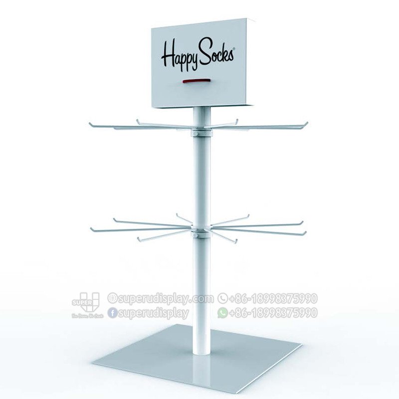 Custom Rotating Countertop Metal Socks Display Stand For Retail