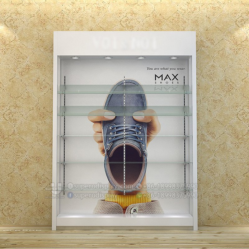 Custom Wall Retail Shoe Showcase Glass Shoe Display Case for Retail