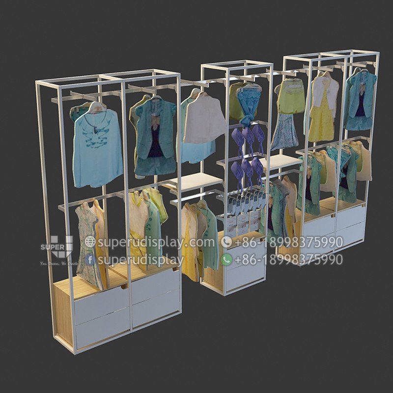 Custom Retail Wall Display Stand Rack for Ladies Clothing for Retail Shop, Store Display Design