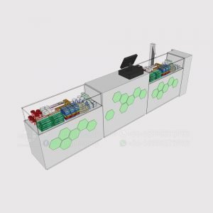 Pharmacy Prescriptions Counter with Glass Cabinet