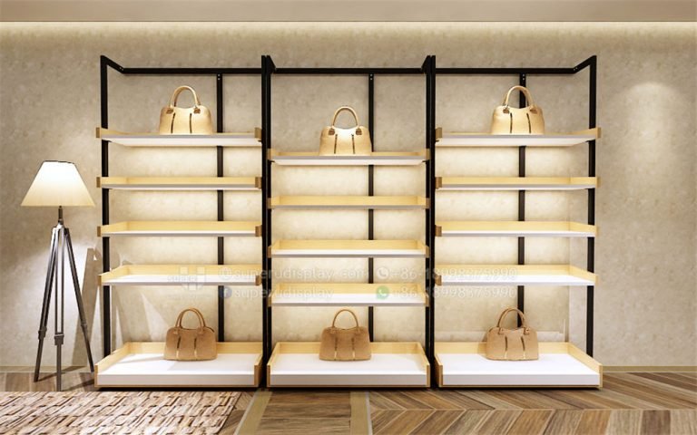 Custom Elegant Wall Mounted Tote Bag Display Rack Shelf with LED Light ...
