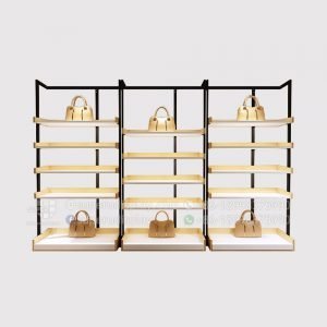 Elegant Wall Mounted Tote Bag Display Rack Shelf with LED Light