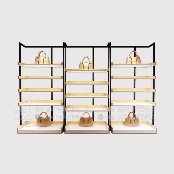 Elegant Wall Mounted Tote Bag Display Rack Shelf with LED Light
