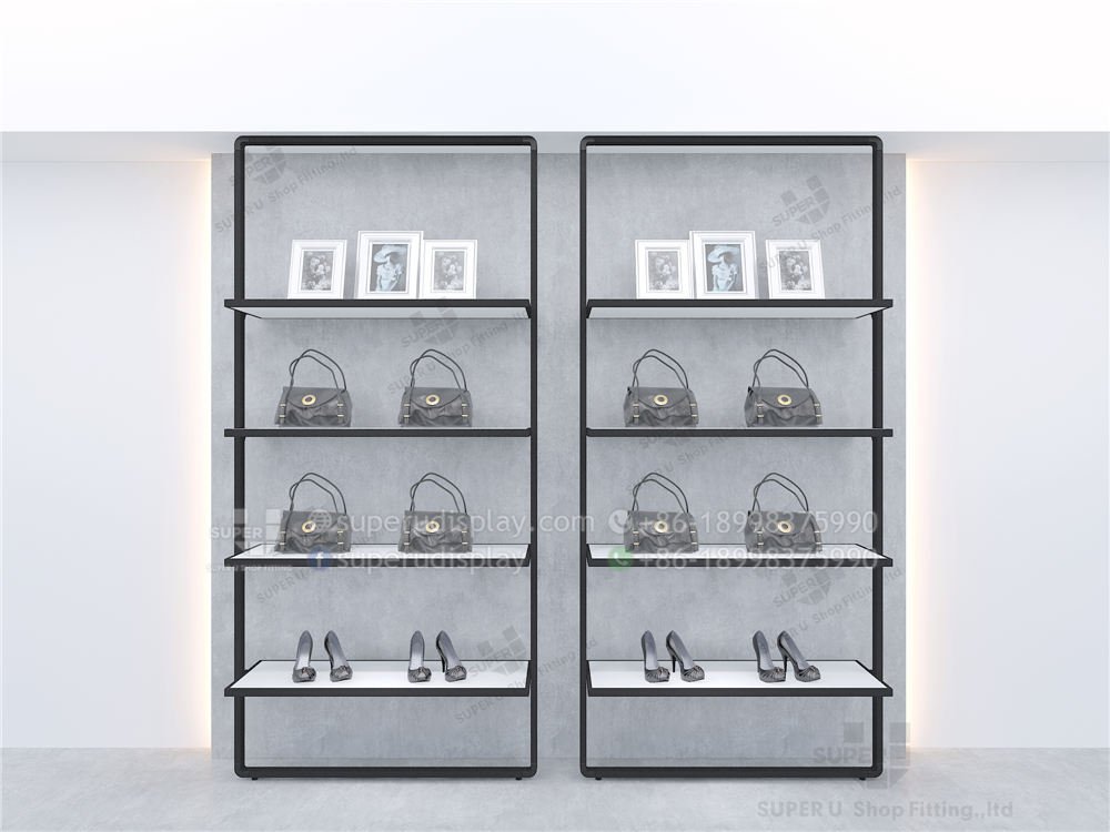 bag shop wall display cabinet with