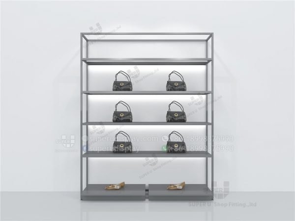 Fashion Modular Wall Stand Retail Handbag Display Case Rack With LED Light Bar - Image 2