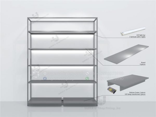 Fashion Modular Wall Stand Retail Handbag Display Case Rack With LED Light Bar - Image 3