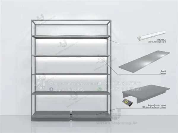 Fashion Modular Wall Stand Retail Handbag Display Case Rack With LED Light Bar - Image 3