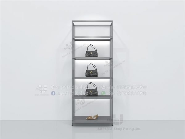 Fashion Modular Wall Stand Retail Handbag Display Case Rack With LED Light Bar - Image 4