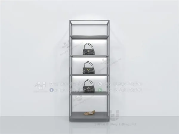 Fashion Modular Wall Stand Retail Handbag Display Case Rack With LED Light Bar - Image 4