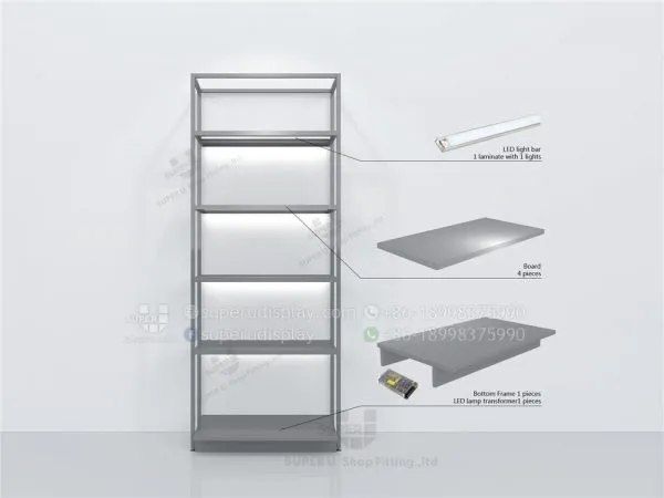 Fashion Modular Wall Stand Retail Handbag Display Case Rack With LED Light Bar - Image 5