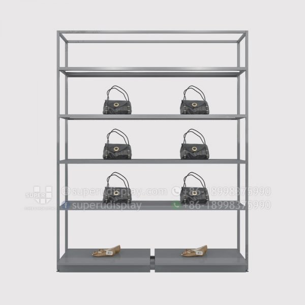 Fashion Modular Wall Stand Retail Handbag Display Case Rack With LED Light Bar