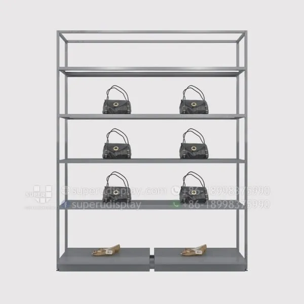 Fashion Modular Wall Stand Retail Handbag Display Case Rack With LED Light Bar