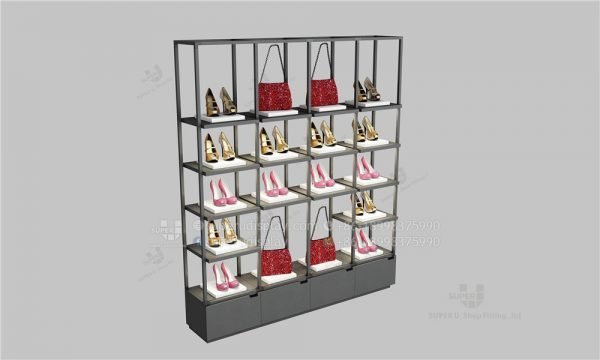 Fashion Retail Modular Wall Metal Shoes & Handbag Display Rack Showcase - Image 3