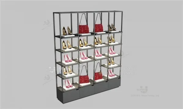 Fashion Retail Modular Wall Metal Shoes & Handbag Display Rack Showcase - Image 3