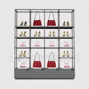 Fashion Retail Modular Wall Metal Shoes & Handbag Display Rack Showcase