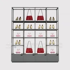Fashion Retail Modular Wall Metal Shoes & Handbag Display Rack Showcase