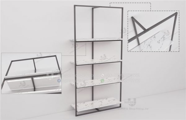 Fashion Wall Mounted Modular Metal Ladies Retail Bag Display Rack With Marble Shelf - Image 4