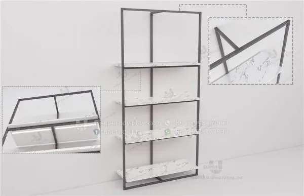 Fashion Wall Mounted Modular Metal Ladies Retail Bag Display Rack With Marble Shelf - Image 4