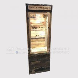 Floor Stand Wood Sunglasses Display Cabinet Tower with Light