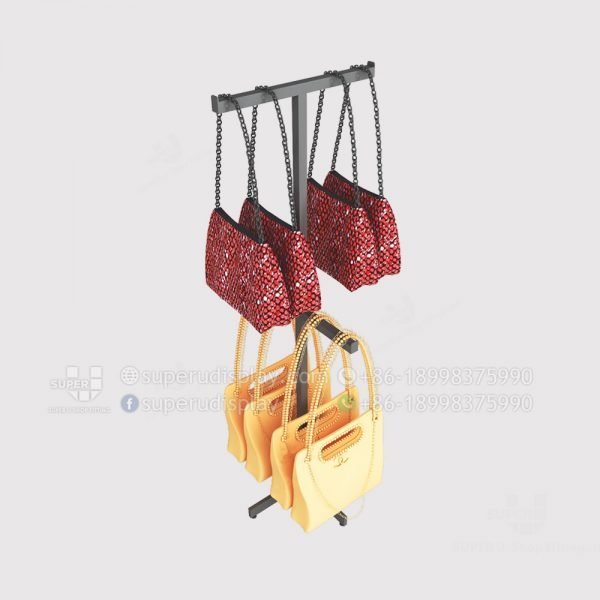 Floor Standing Two Way Rails Purse Display Rack Case