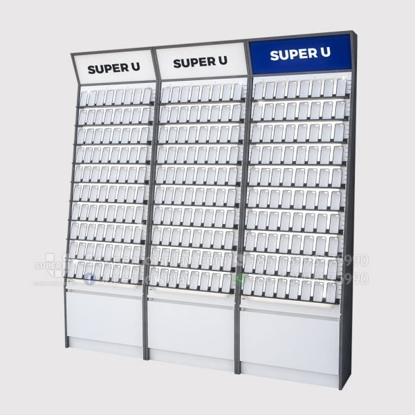 Floor Standing Wall Mount Cell Phone Case Display Rack with Backlit Display