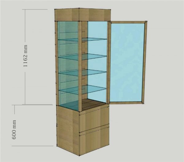 Floor Wood Sunglasses Cabinet Tower Stand with Lock and Drawer - Image 3