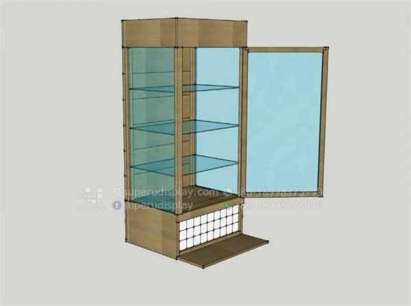 Floor Wood Sunglasses Cabinet Tower Stand with Lock and Drawer - Image 4