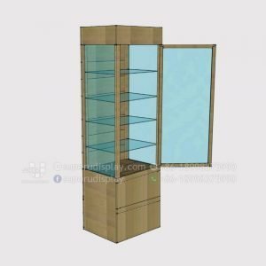 Floor Wood Sunglasses Cabinet Tower Stand with Lock and Drawer