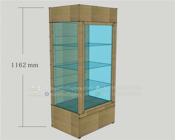 Floor Wood Sunglasses Cabinet Tower Stand with Lock and Drawer - Image 5