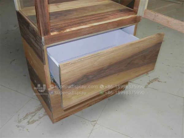 Floor Wood Sunglasses Cabinet Tower Stand with Lock and Drawer - Image 8