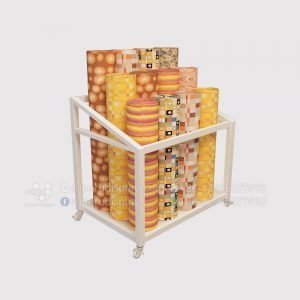 Free Standing Mobile Rug Carpet Roll Storage Display Rack Cart