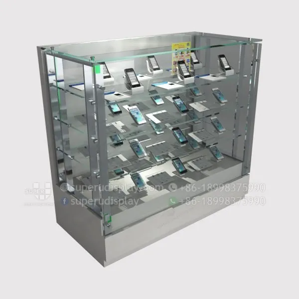High Tempered Glass Mobile Phone Display Cabinet