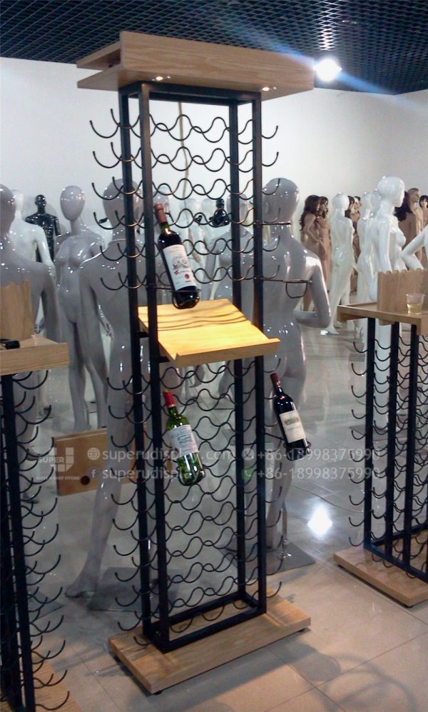 Metal Tall Wall Liquor & Wine Rack Furniture Storage Holder Shelves - Image 2