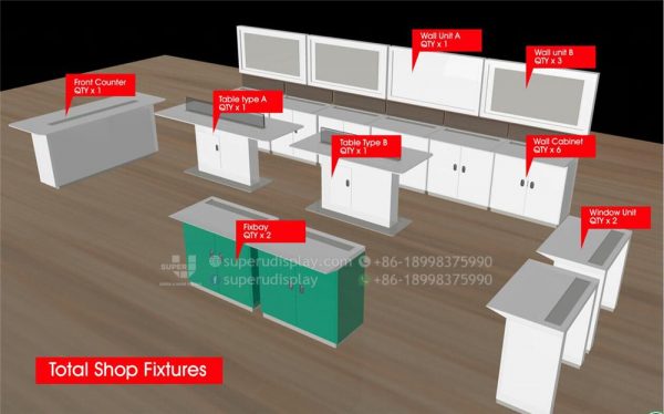 Mobile Phone Shop Table with Fixbay and Storage - Image 2