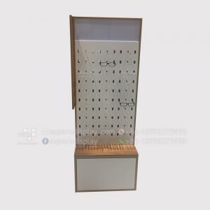 Mobile Wood Floor Stand Rotating Eyeglass Display Spinning Sunglasses Rack with Storage