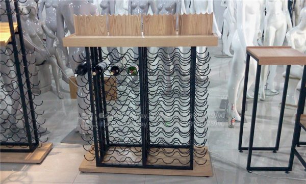 Modern Wood Floor Standing Wine Rack Display Gondola - Image 2