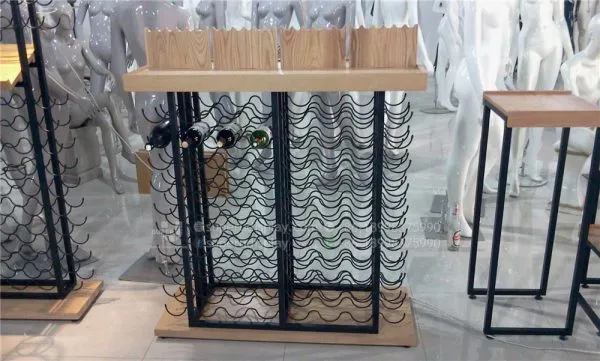 Modern Wood Floor Standing Wine Rack Display Gondola - Image 2