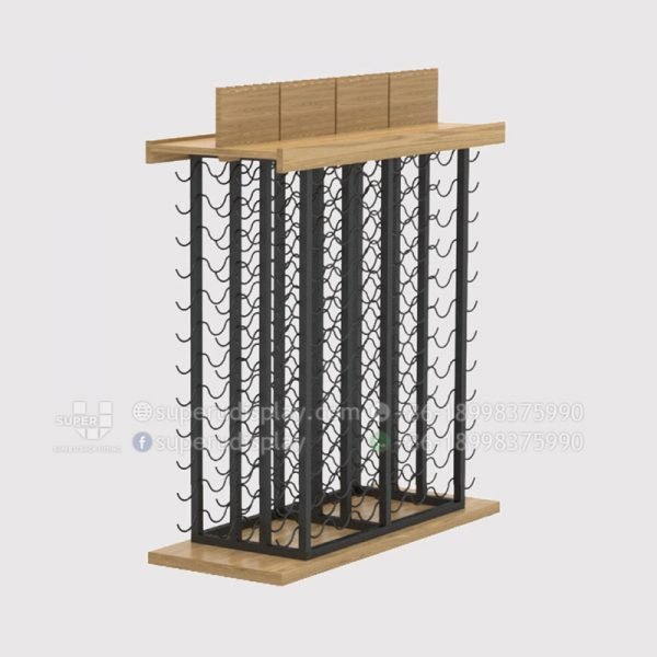 Modern Wood Floor Standing Wine Rack Display Gondola