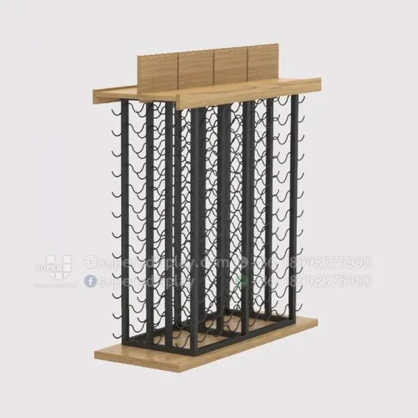 Modern Wood Floor Standing Wine Rack Display Gondola