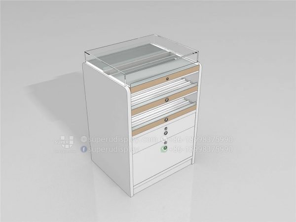 Optical Display Cabinet Counter with Trays and Storage - Image 2