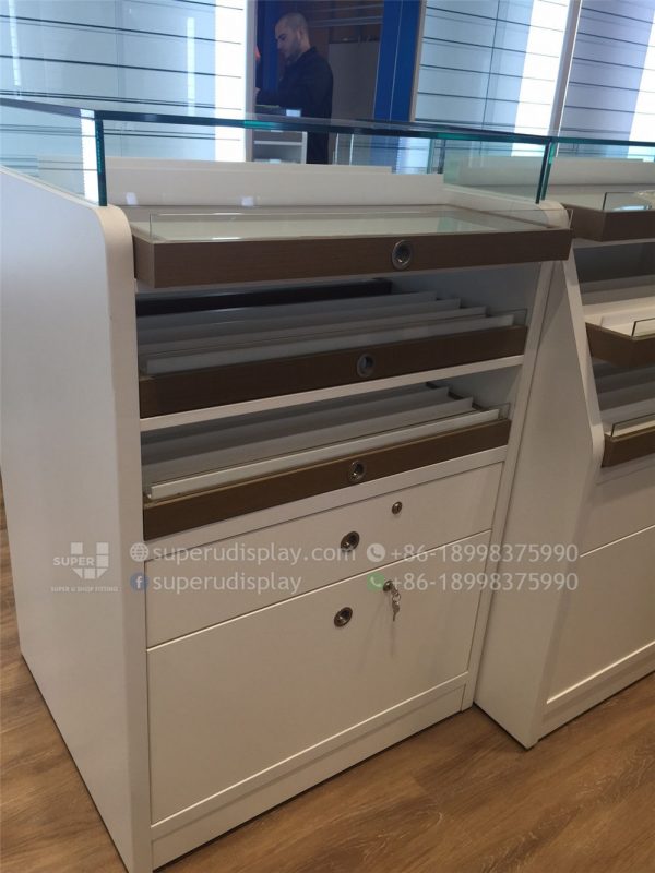 Optical Display Cabinet Counter with Trays and Storage - Image 4