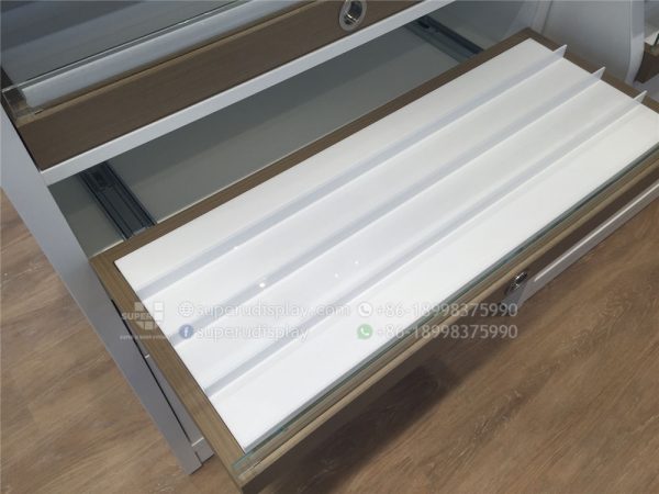 Optical Display Cabinet Counter with Trays and Storage - Image 5