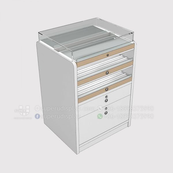 Optical Display Cabinet Counter with Trays and Storage
