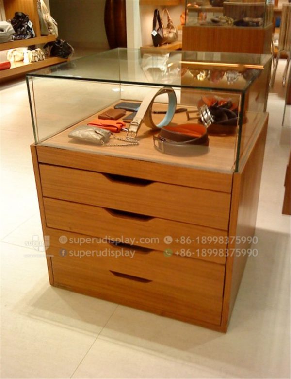 POS Leather Handbag Wallet & Purse Display Cabinet Case with Drawer - Image 3