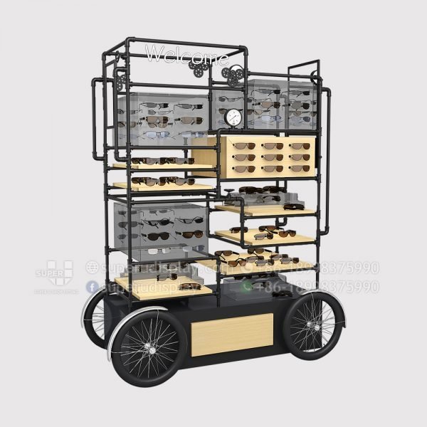 Creative POS Merchandising Mobile Floor Sunglasses Display Stand
