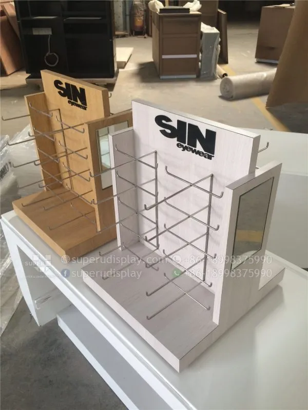 Custom Rotating Optical Sunglasses Counter Display Rack with Mirror ...