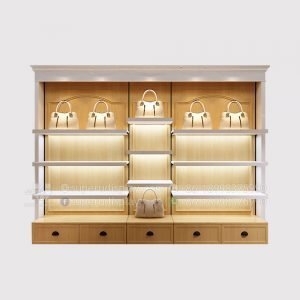 Vintage Handbags Display Shelves With Lights and Drawers